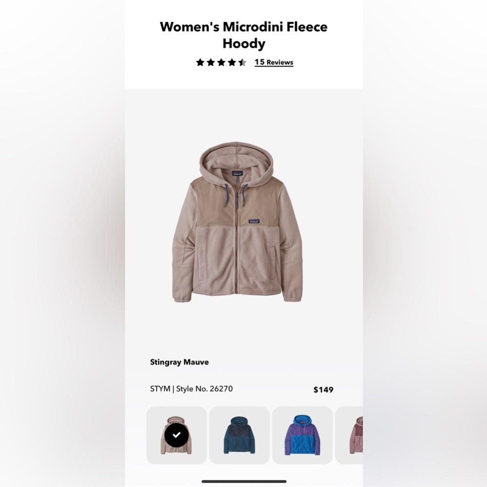 Patagonia, fleece hoody, size M